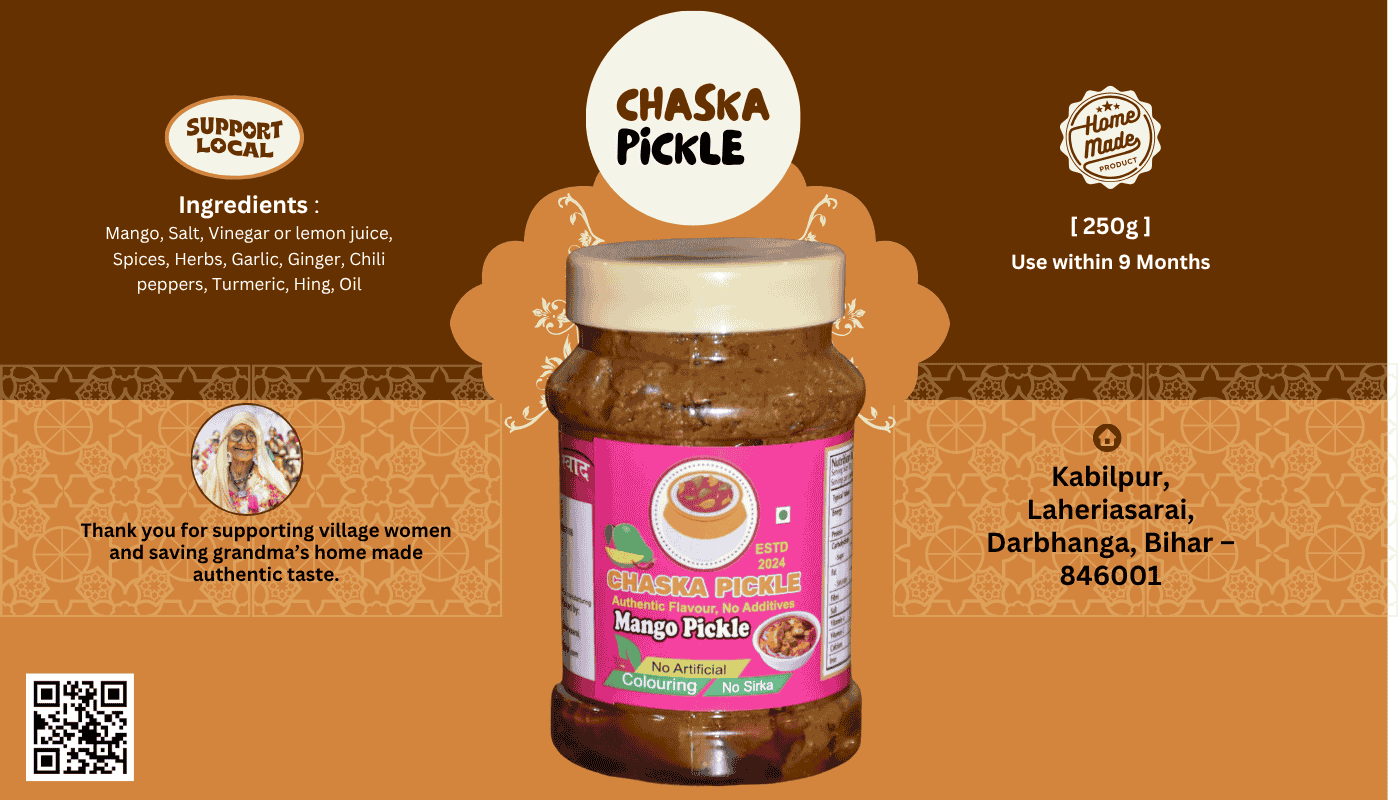 Orange and Brown Traditional Illustrative Indian Food Product Label